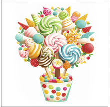 Bouquet de bonbons avec sucettes et bonbons dans un récipient