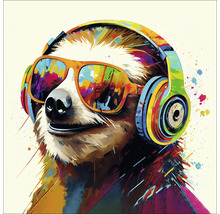 Glasbild Animals With Headphones III 50x50 cm