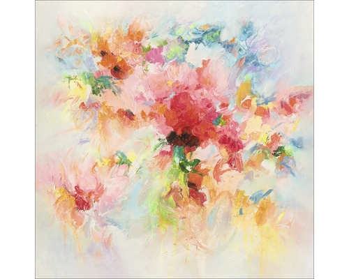 Peinture abstraite avec motifs floraux sur toile