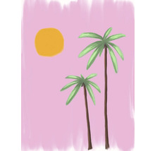 Illustration mit zwei Palmen und Sonne