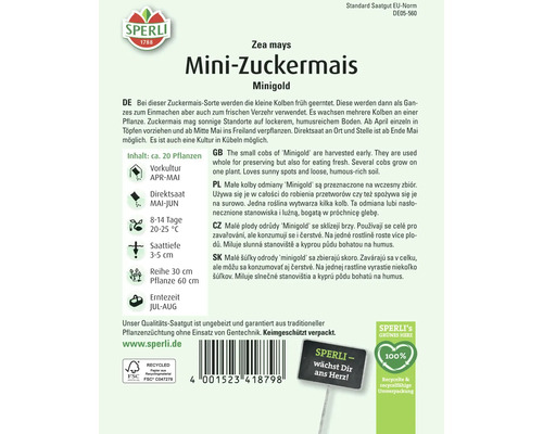 Sachet de graines Mini maïs doux