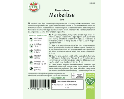 Markerbse Style Saatgutpackung