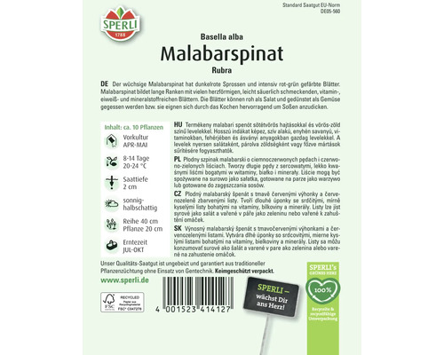 Paquet de graines d''épinards Malabar Rubra de la marque Sperli