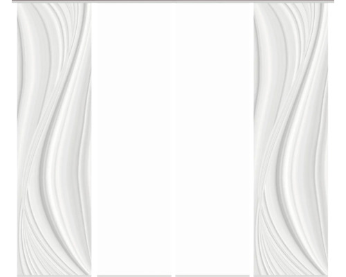 Panneau japonais impression numérique Laurina gris lot de 4 60x245 cm Panneau japonais avec motif ondulé pour la décoration de fenêtre