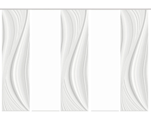 Panneau japonais impression numérique Laurina gris lot de 5 60x245 cm Panneaux coulissants à motif ondulé