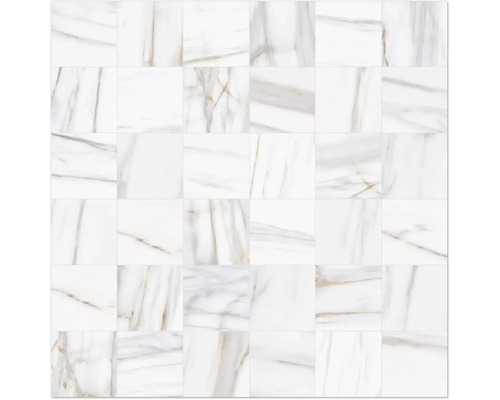 MIRAVA Mosaik LUCCA Bianco gold matt R10 B 30 cm x 30 cm x 0,9 cm Fliesen mit Marmoroptik