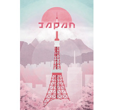 Illustration des Tokioturms vor einer Stadtsilhouette
