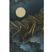 Dekorative Illustration mit Mond, Wolken und goldenen Linien