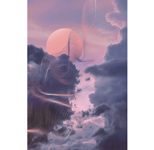 Abstrakte Wolkenformation mit grafischen Linien und einer runden Form