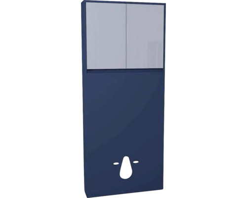 Cache pour réservoir de chasse d'eau avec armoire Devo Cristal 2.0 lxhxp 80x188x19 cm tyrolean blue/metal blue glass