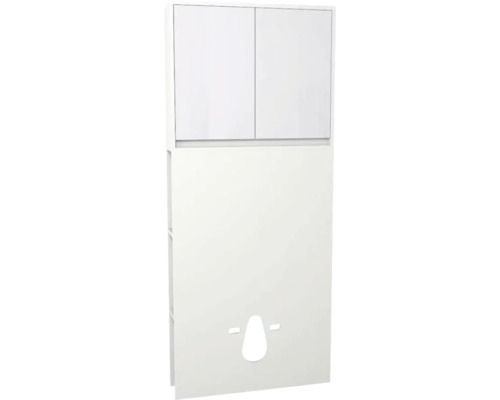 Cache pour réservoir de chasse d'eau avec armoire et tablette latérale Devo Cristal 2.0 lxhxp 80x188x19 cm alpine white/signal white glass