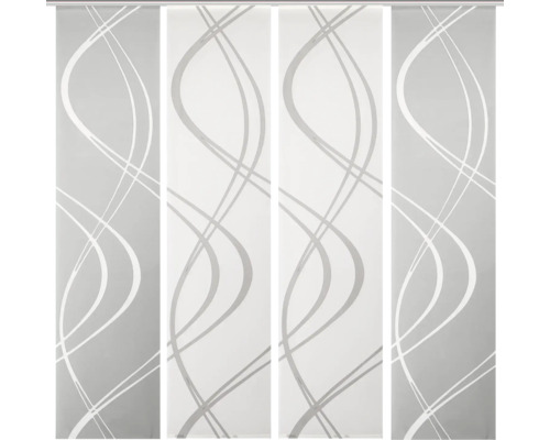 Panneau japonais Tiberio gris lot de 4 60x245 cm Panneau japonais avec motif graphique pour la décoration de fenêtres