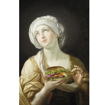 Gemälde einer Frau mit einem Burger