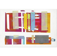 Peinture abstraite avec formes géométriques et aplats de couleur