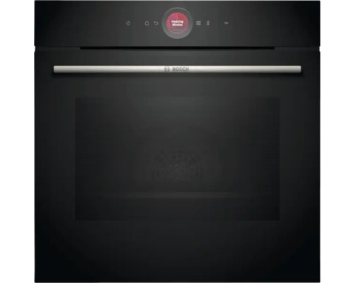 Schwarzer Einbauofen mit Bedienfeld und Bosch Logo