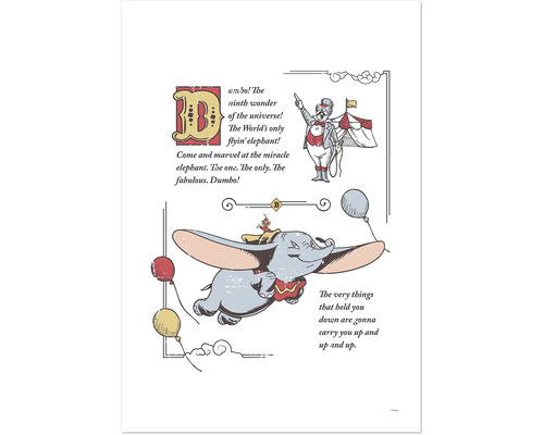 Tableau sur toile Dumbo Flying Elephant 40x60 cm