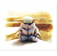 Gemälde von Baby Yoda in Meditationspose
