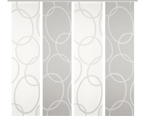 Schiebegardine Pinalo grau halbtransparent 4er-Set 60x245 cm Schiebegardine mit Kreismuster
