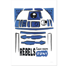 Illustration eines Roboters mit dem Text Rebellen haben mehr Spaß