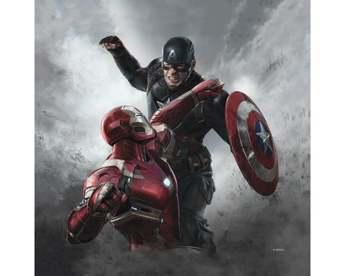 Tableau sur toile Captain America vs. Iron Man 30x30 cm