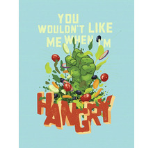 Illustration einer Faust inmitten von Salat und dem Text You wouldn''t like me when I''m Hangry