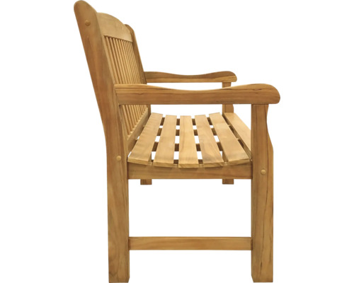 Banc de jardin en bois avec accoudoirs, vue latérale