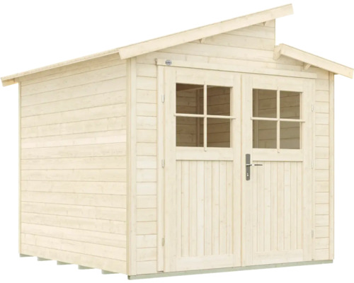 Abri de jardin en bois avec porte double et fenêtres
