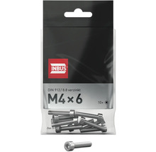 Zylinderschraube m. Innensechskant INBUS® DIN 912 Vollgewinde M4x6 mm 8.8 galv. verzinkt 10 Stück