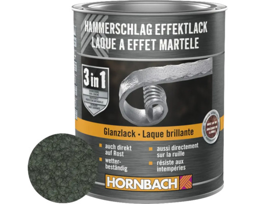 Laque à effet martelé HORNBACH 3 en 1 brillante gris foncé 750 ml