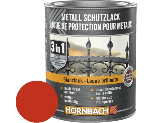 Peinture anti-rouille HORNBACH 3 en 1 brillante rouge feu, 750 ml