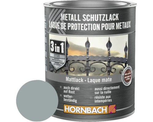 Peinture anti-rouille HORNBACH 3 en 1 mate gris argent 750 ml