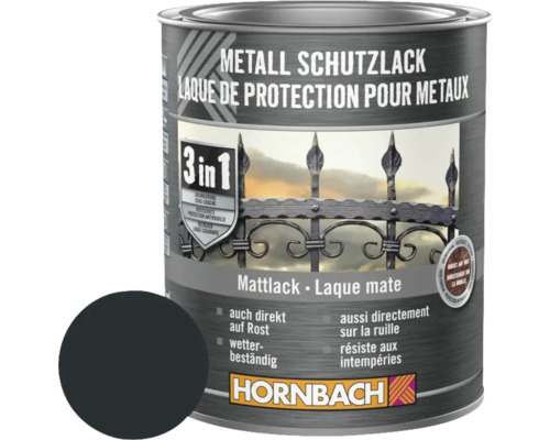 Peinture anti-rouille HORNBACH 3 en 1 mate gris anthracite 750 ml