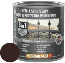 Metallschutzlack Dose mit Farbbeispiel und Hornbach Logo
