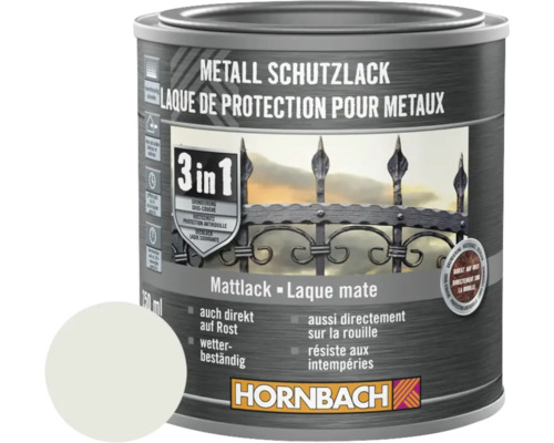 Peinture anti-rouille HORNBACH 3 en 1 mate RAL 7035 gris clair 250 ml Peinture de protection pour métaux, mat, applicable directement sur la rouille, résiste aux intempéries.