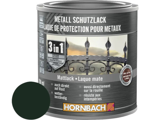 Peinture anti-rouille HORNBACH 3 en 1 mate vert foncé 250 ml