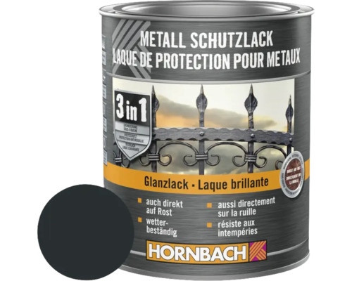 HORNBACH Metallschutzlack glänzend anthrazit 750 ml Metall Schutzlack Dose mit Glanzlack