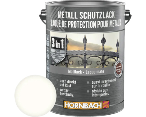 HORNBACH Metallschutzlack 3in1 matt weiß 2,5 L Metall Schutzlack Dose von Hornbach