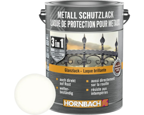 Peinture anti-rouille HORNBACH 3 en 1 brillante blanc 2,5 l