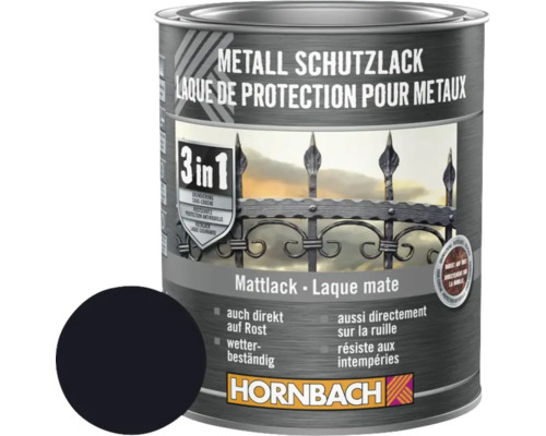 Peinture anti-rouille HORNBACH 3 en 1 mate noir 750 ml