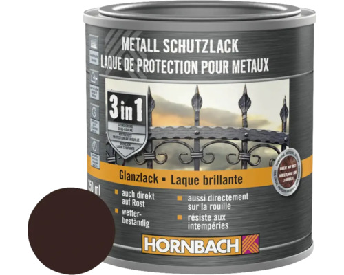 Peinture anti-rouille HORNBACH 3 en 1 brillante marron 250 ml