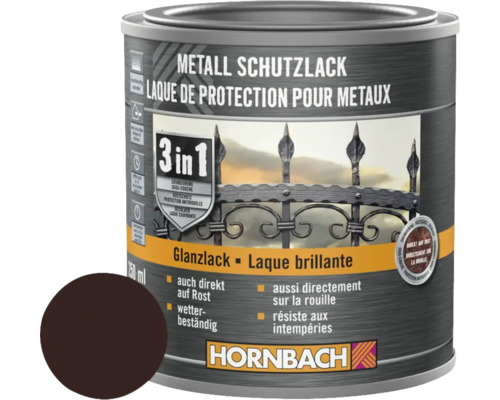 Peinture anti-rouille HORNBACH 3 en 1 brillante marron 250 ml Peinture anti-rouille HORNBACH 3 en 1 brillante marron 250 ml