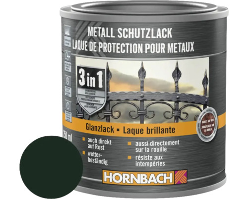 Peinture anti-rouille HORNBACH 3 en 1 brillante vert foncé 250 ml