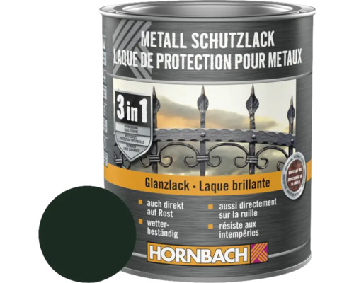 Peinture anti-rouille HORNBACH 3 en 1 brillante vert foncé 750 ml