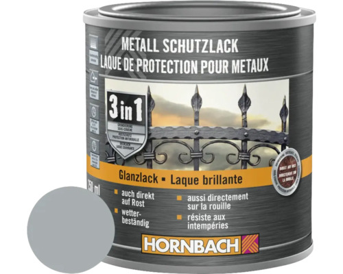 Peinture anti-rouille HORNBACH 3 en 1 brillante argent 250 ml