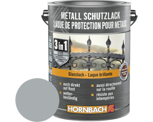 HORNBACH Metallschutzlack 3in1 glänzend silber 2,5 l Metall Schutzlack Dose