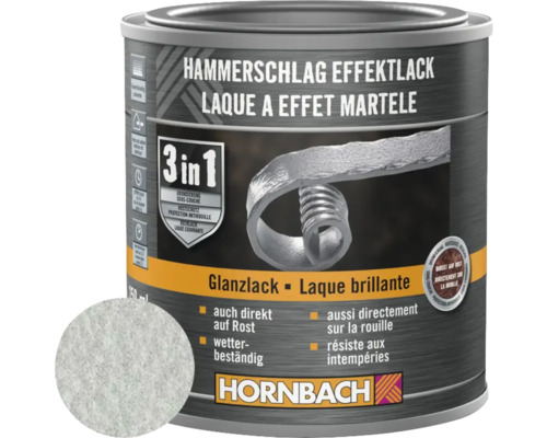 HORNBACH Hammerschlaglack Effektlack 3in1 glänzend silber 250 ml-0