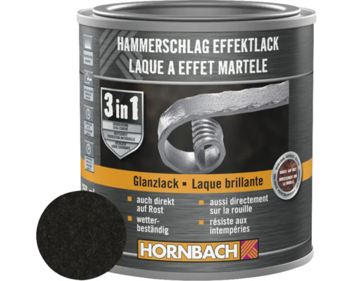 Laque à effet martelé HORNBACH 3 en 1 brillante noir 250 ml