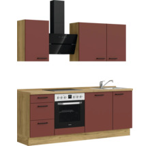 Cuisine complète NOBILIA avec appareils Urban 210 cm rouille mat prémontée variante gauche 4004539015791