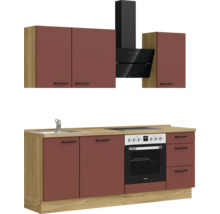 Bloc cuisine complète équipée NOBILIA Urban 210 cm façade rouge rouille mate variante à droite monté 4004539015753