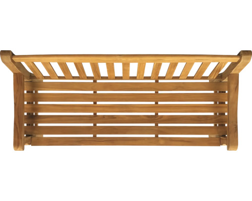 Banc de jardin en bois avec structure à lattes, vue de dessus